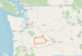 Yakama Indian Reservation in Washington state (Openstreetmap)
