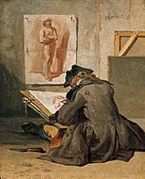'Young Student Drawing', oil on panel by Jean Siméon Chardin, c. 1738, Kimbell Art Museum