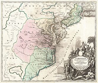 1715 Homann Map of Carolina, Virginia, Maryland and New Jersey - Geographicus - VirginiaMarylandiaCarolina-homann-1715.jpg