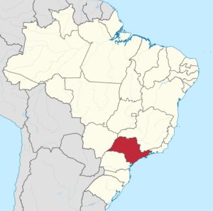 Location of State of São Paulo in Brazil