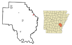 Location in Arkansas County and the state of Arkansas