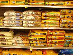 Bags of Beneful and Pedigree dog food on shelves 2006