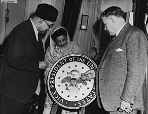 Barkley showing Vice Presidents seal to Ali Khan