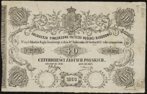 Bond of National Loan issued by Polish National Government 1863