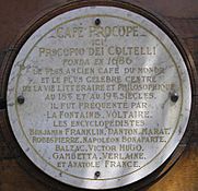 Cafe Procope plaque