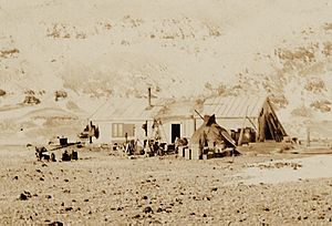 Camp and Hut, Antarctica, Southern Cross Expedition, 1899