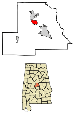 Location of Thorsby in Chilton County, Alabama.