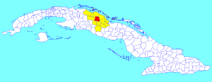 Cifuentes municipality (red) within  Villa Clara Province (yellow) and Cuba