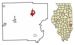 Location of Marshall in Clark County, Illinois