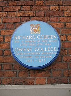 Cobden plaque, Former County Court, Quay Street, Manchester