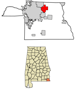 Location of Webb in Houston County, Alabama.