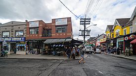 Kensington Market at street level from Baldwin Street and Kensington Avenue