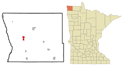 Location of Hallockwithin Kittson County and state of Minnesota