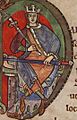 Malcolm IV, King of Scotland, charter to Kelso Abbey, 1159, initial (crop Malcolm IV)