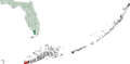 Map of Florida Keys highlighting Key West