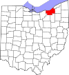 State map highlighting Cuyahoga County