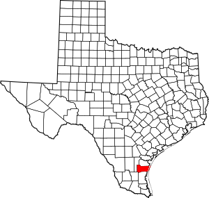 Map of Texas highlighting Kleberg County