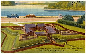 Model of Ft. Augusta on grounds of Sunbury's Radio Station, River Front Drive, Sunbury, Pa (68820)