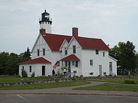 Point Iroquois Light on the entrance of St. Marys River from Whitefish Bay