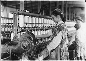 Spinner in Vivian Cotton Mills. Been at it 2 years. Where will her good looks be in 10 years^ Cherryville, N.C. - NARA - 523111