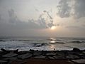 Sunrise at the Pondicherry shore of happiness,
