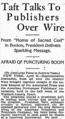 Taft Talks To Publishers Over Wire Pittsburgh Gazette Times April 26 1912