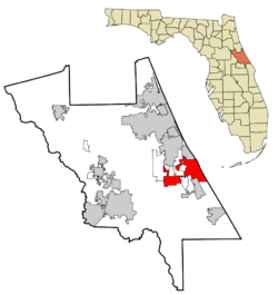 Location of New Smyrna Beach in Volusia County, Florida.