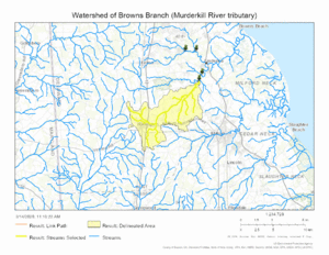 Watershed of Browns Branch (Murderkill River tributary)