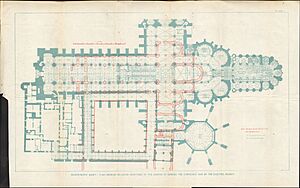 Westminster Abbey - Plan showing relative positions of the church of Edward the Confessor and of the existing church 1910