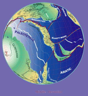 380 Ma plate tectonic reconstruction