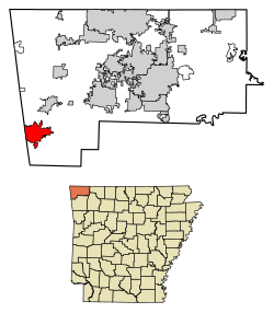 Location of Siloam Springs in Benton County, Arkansas.