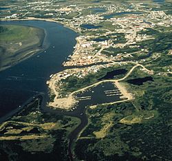 Aerial view of Bethel on the Kuskokwim River