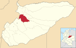 Location of the municipality and town of Nunchía in the Casanare Department of Colombia