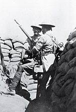 Indian soldiers of the 7th Meerut Division man trenches in Mesopotamia, 1917