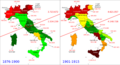 Italienische Emigration pro Region 1876-1915