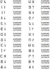 Kaddare Alphabet Chart