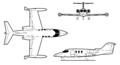 Learjet 24 3-View line art