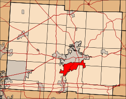 Location of Heath, Ohio in Licking County