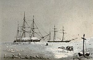 Lossy-page1-4800px-H.M.S Resolute and Intrepid winter Quarters, Melville Island, 1852-53 RMG PU6194 (cropped)