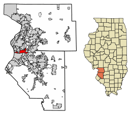 Location of Fairmont City in Madison County, Illinois.