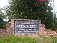 Mangham, LA, welcome sign IMG 1284