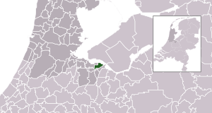 Highlighted position of Huizen in a municipal map of North Holland