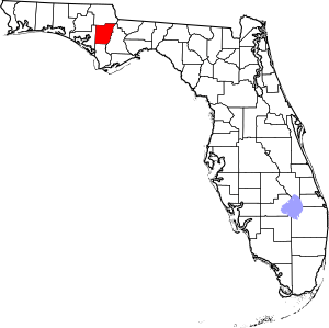 Map of Florida highlighting Calhoun County