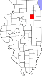 Map of Illinois highlighting Grundy County