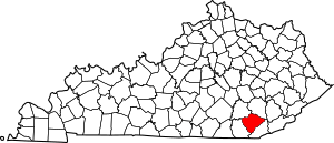 Map of Kentucky highlighting Knox County