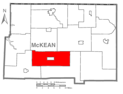 Map of McKean County, Pennsylvania highlighting Hamlin Township