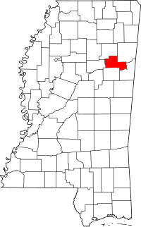 Map of Mississippi highlighting Clay County