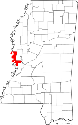 Map of Mississippi highlighting Issaquena County