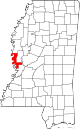 State map highlighting Issaquena County