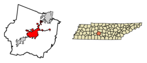 Location of Columbia in Maury County, Tennessee.
